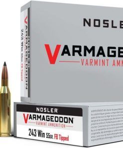 Nosler Varmageddon .243 Winchester 55 Grain Flat Base Tipped Brass Cased Centerfire Rifle Ammunition 500 ROUNDS