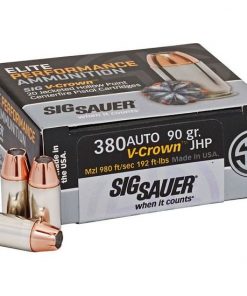 Sig Sauer Elite V-Crown .380 ACP 90 grain Jacketed Hollow Point Brass Cased Centerfire Pistol Ammunition 500 RDS