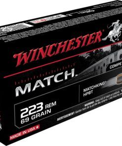 Winchester Competition Match .223 Remington 69 grain Boat Tail Hollow Point (BTHP) Brass Centerfire Rifle Ammunition 500 RDS