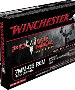 Winchester POWER MAX BONDED 7mm-08 Remington 140 grain Bonded Rapid Expansion Protected Hollow Point Centerfire Rifle Ammunition 500 RDS