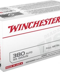 Winchester USA HANDGUN .380 ACP 95 grain Full Metal Jacket Brass Cased Centerfire Pistol Ammunition 500 RDS