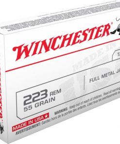 Winchester USA RIFLE .223 Remington 55 grain Full Metal Jacket (FMJ) Brass Centerfire Rifle Ammunition 500 ROUNDS